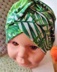 Czapka turban wiosenna zielona liście palmy 50