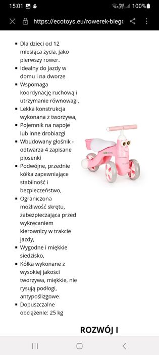 Jeździk, rowerek biegowy Eco Toys