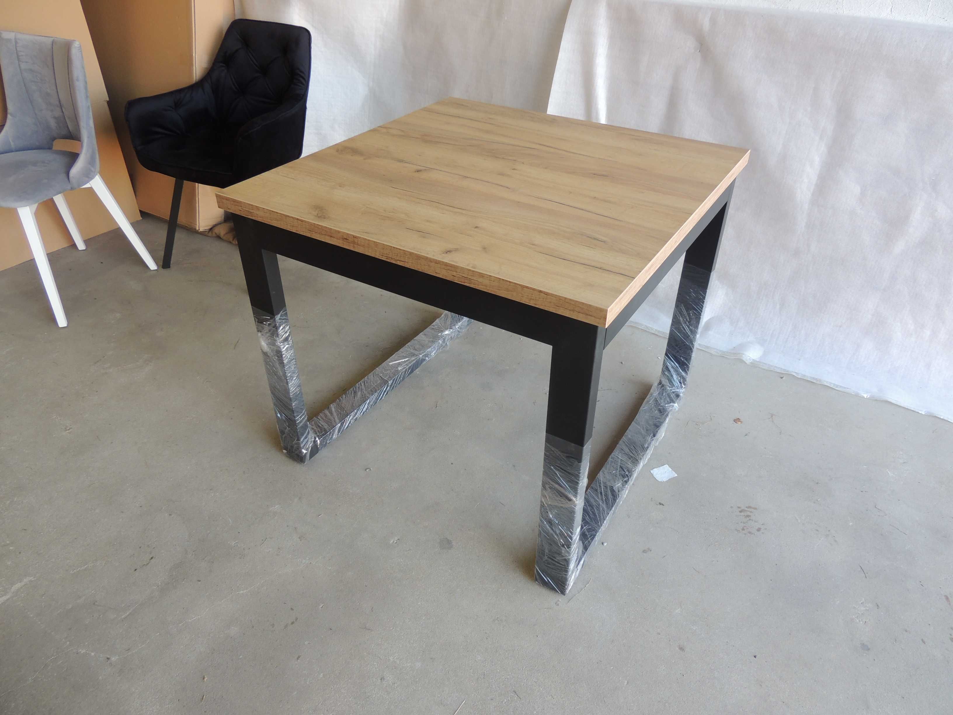 Stół  LOFT industrialny 90x90-190 (2x50 Dostawki) EGGER