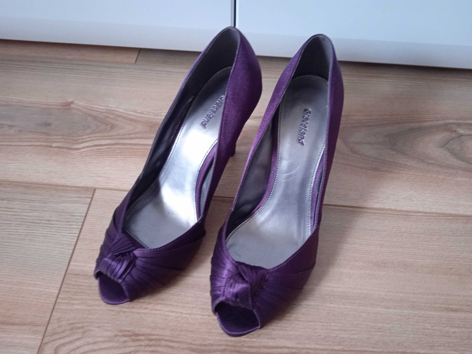 Szpilki fioletowe, eleganckie czółenka, Deichmann, Graceland, r. 38