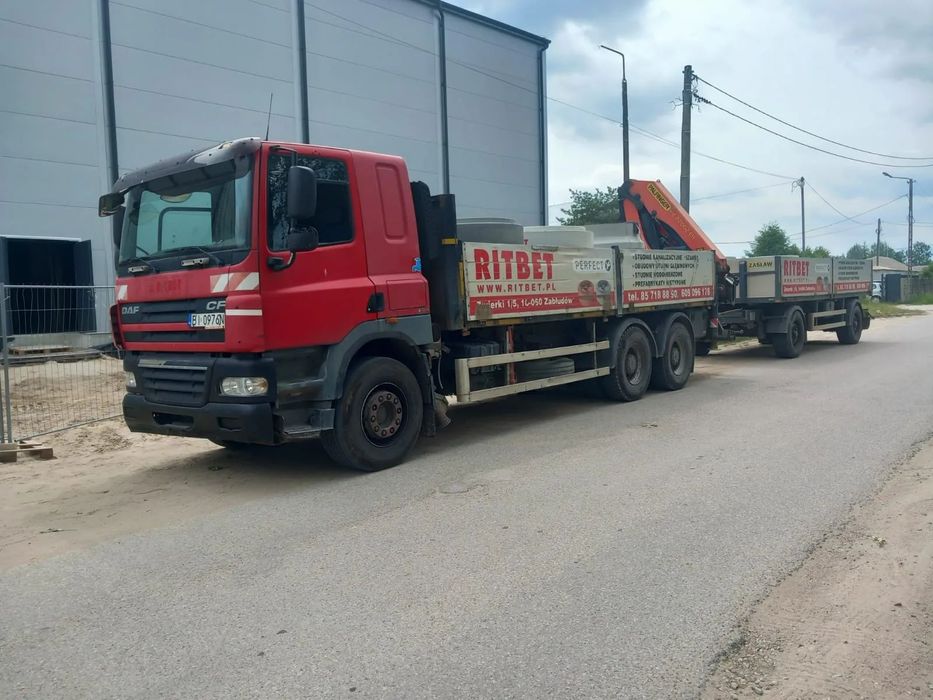 DAF CF85 6X4  DAF CF85 6x4 żuraw HDS Palfinger PK22002-EH z przyczepą ZASŁAW D-659