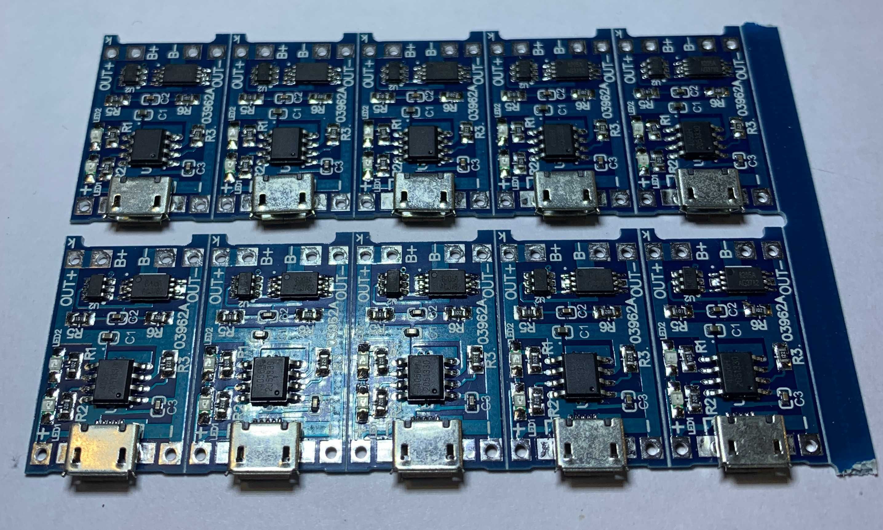 10 шт. контроллер заряда TP4056 для Li-Ion с защитой, micro USB