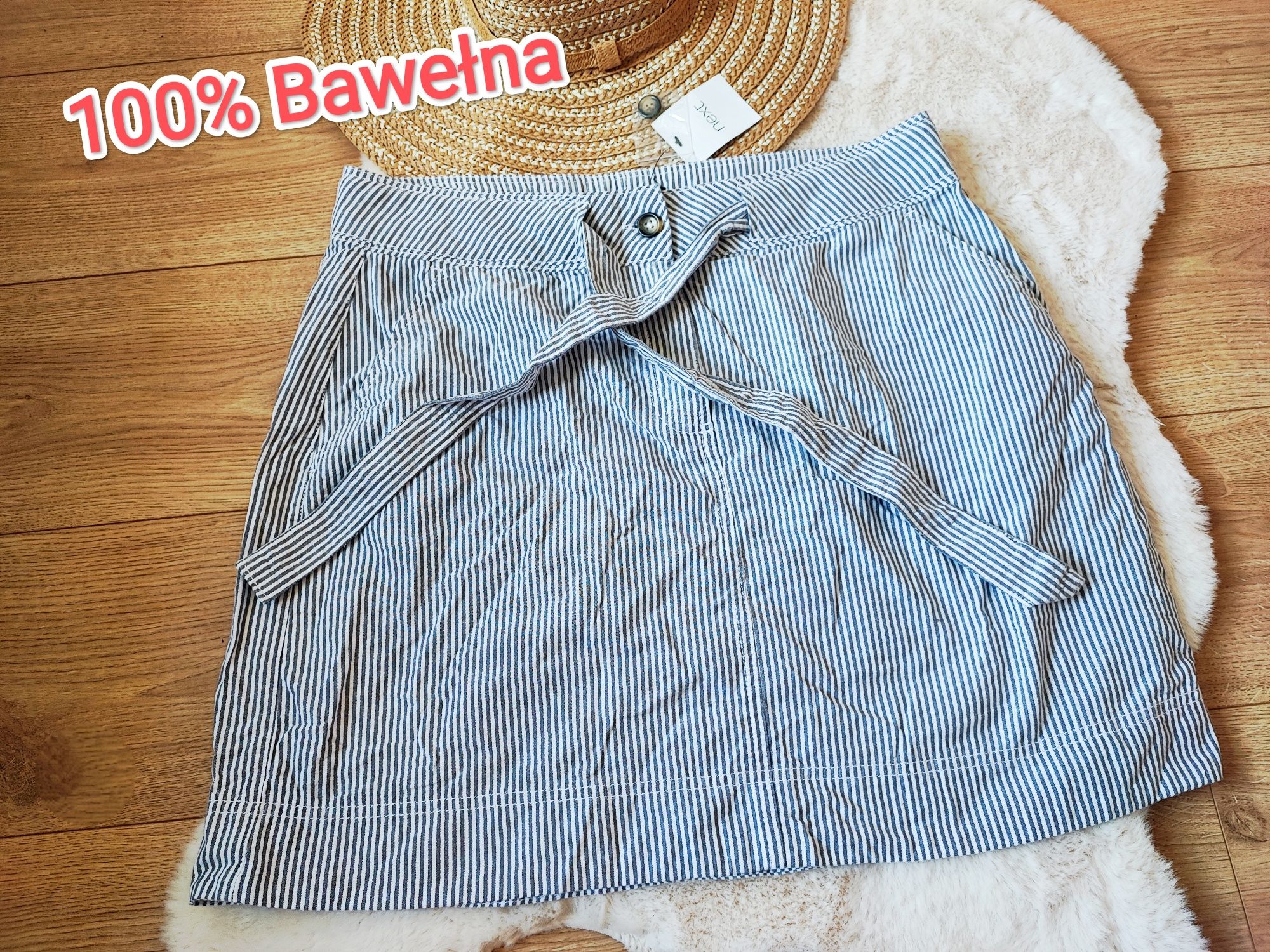 Nowa spódnica Next XXL 44 bawełna lato plus size w paski