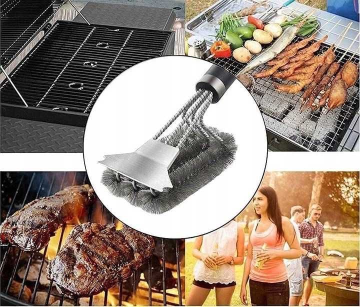 PREMIUM Szczotka Do Czyszczenia GRILLA Rusztów Druciana + Skrobak