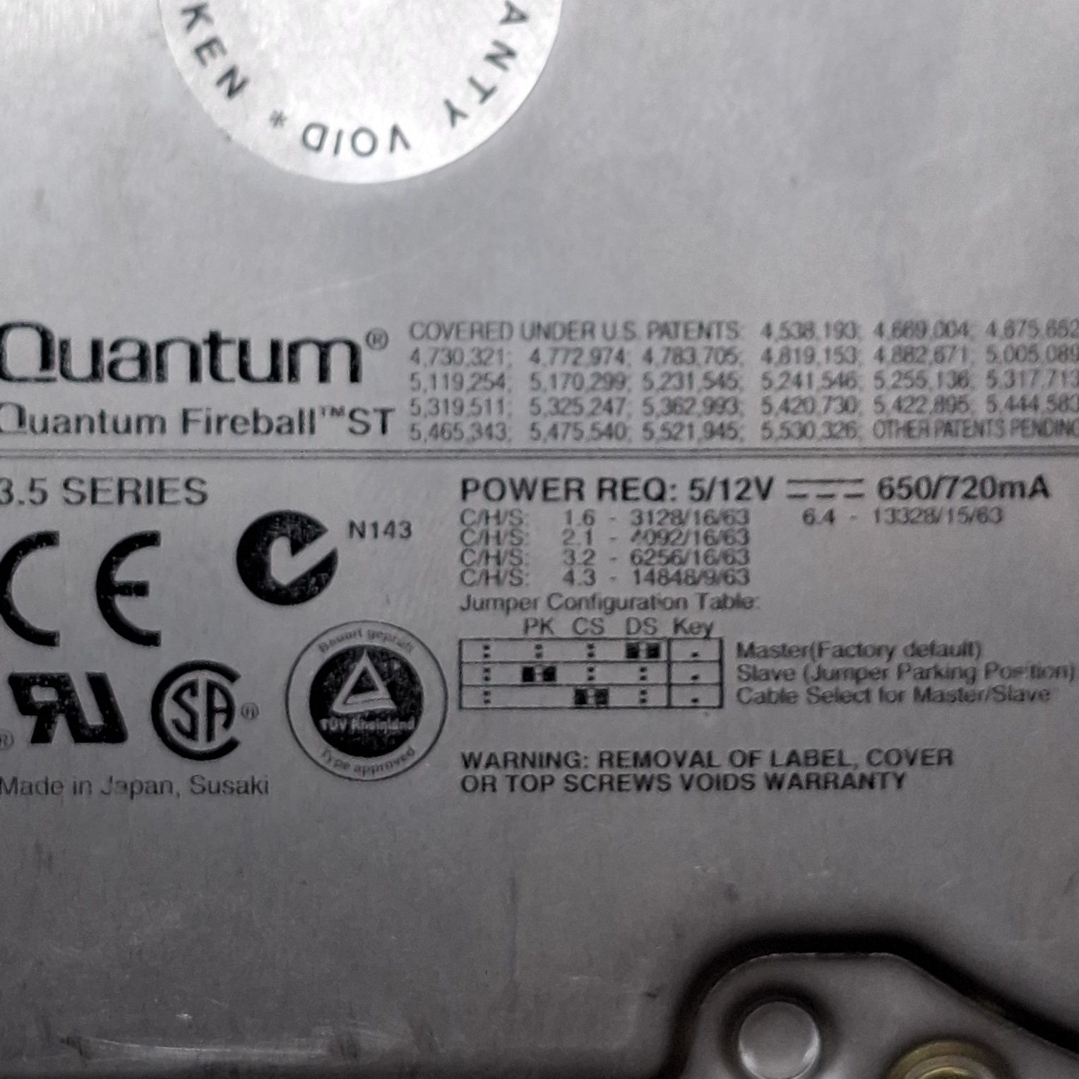 Dysk HDD 3.5" QUANTUM FIREBALL ST 2.1gb IDE/ATA Optimus retro
