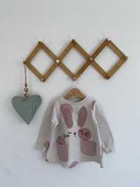 Tunika bluza lindex 92 kremowa grochy pudrowy róż królik