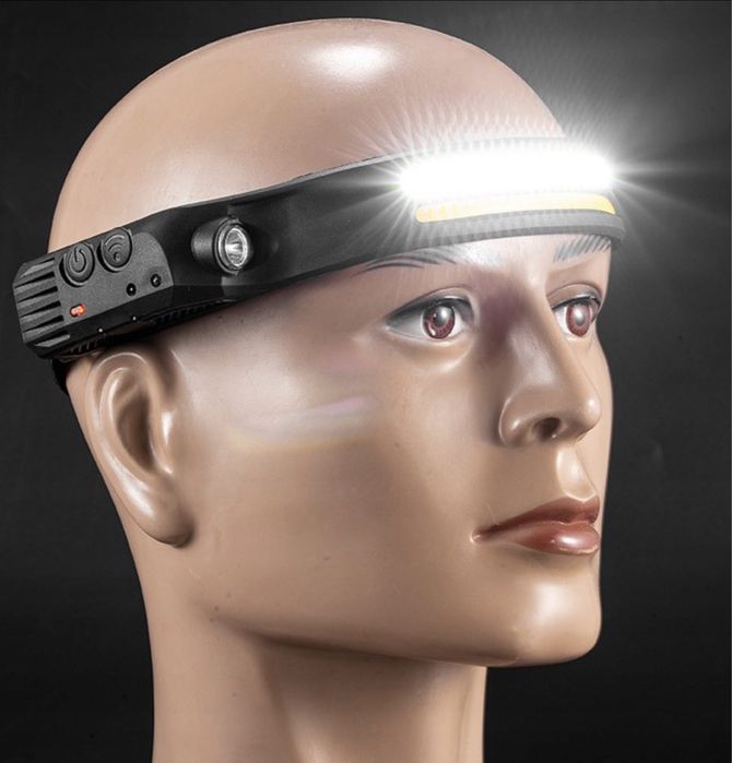 Latarka Akumulatorowa Led Cob Mocna Taktyczna Biwakowa Z Czujnikiem