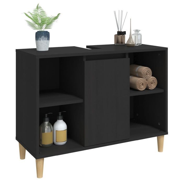 vidaXL Szafka pod umywalkę, czarna, 80x33x60 cm