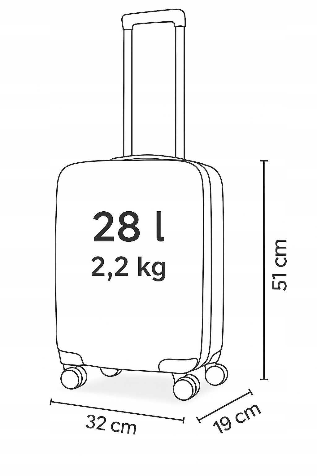 WINGS Walizka Dziecięca XS 28L Kabinowa Twarda 18'' 4 Kółka Samochód