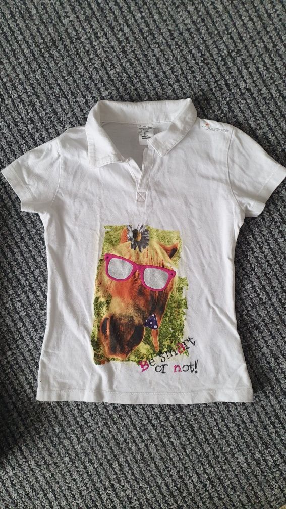 Bluza jeździecka Fouganza koszulka polo konie 125/132