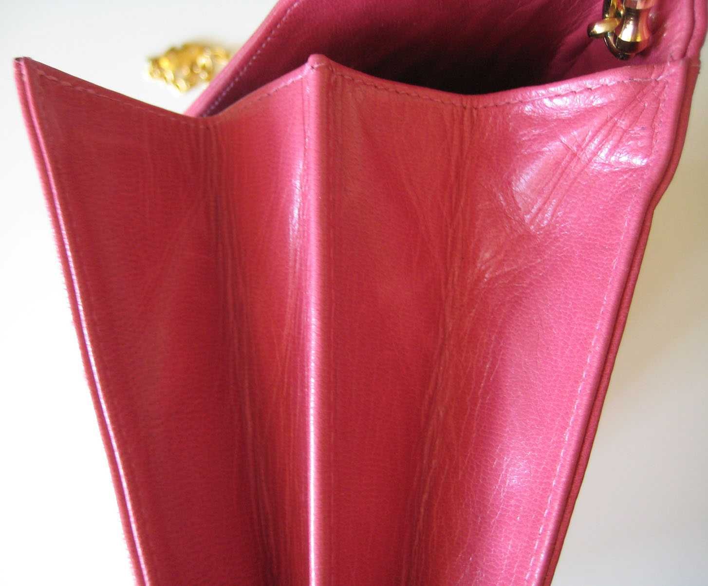 Вінтажний шкіряний жіночий клатч сумка рожева фуксія Italy