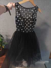 Sukienka tiulowa z tiulem czarna wieczorowa xs