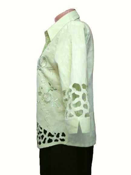 ХS-М Блуза Пог-48 см, рубашка с ажурными деталями и шелковой вышивкой
