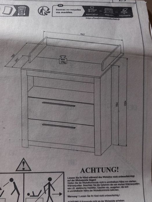 Komoda z przewijakiem biala nowa
