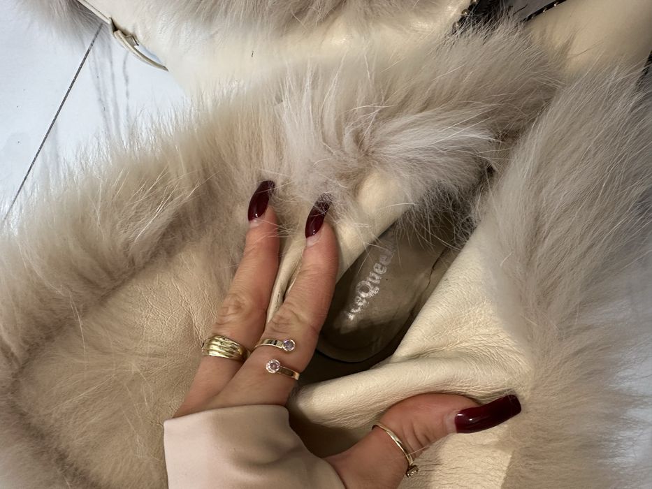 Ice queen design buty z lisem futrem naturlanym