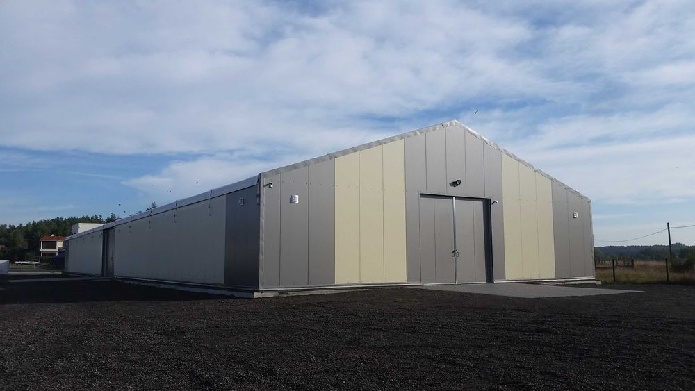 Hala Namiotowa 1000m2 18,5x55x4 (Ściany z płyty warstwowej PIR)