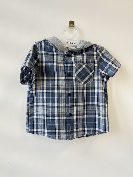 Shein koszula dziecięca niebieska kratka r.104