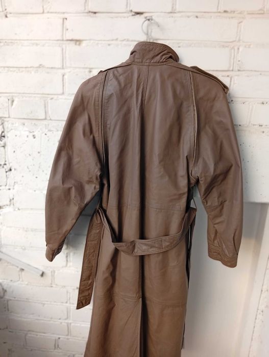 Вінтажний шкіряний плащ, колір мокко