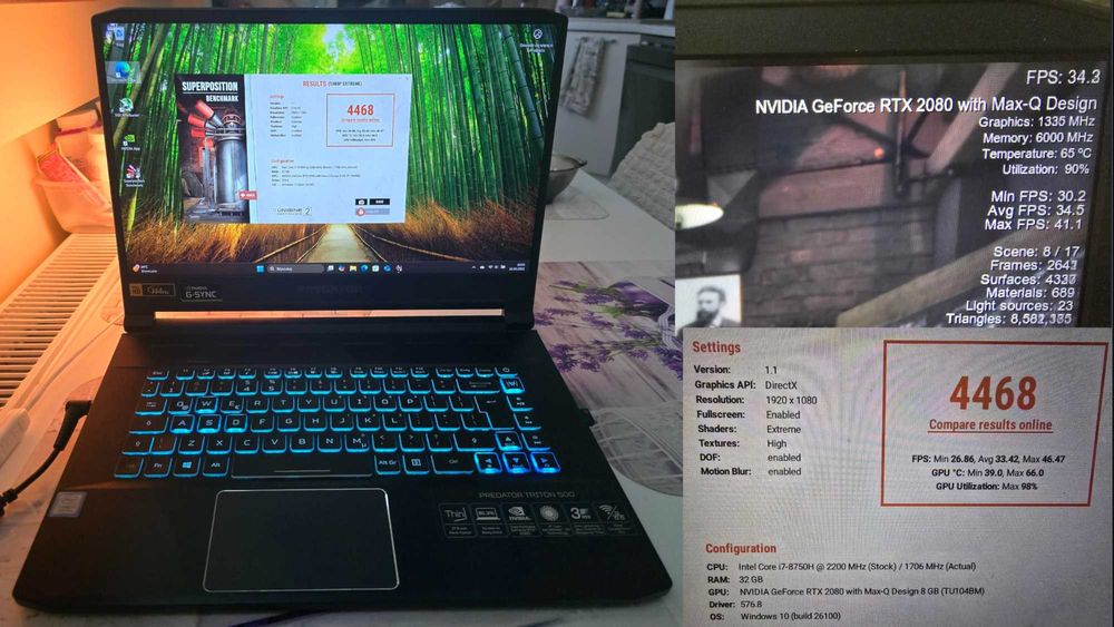 Acer Predator Triton 500 RTX2080 32GBram 1,5TBssd intel-i7 15,6"144hz