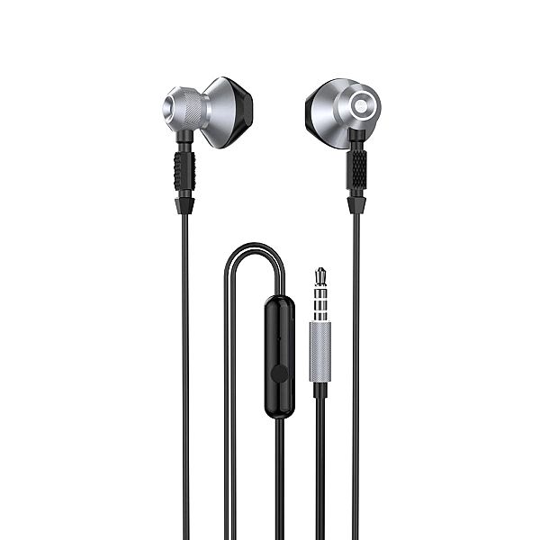 Dudao metalowe przewodowe słuchawki douszne 3,5 mm mini jack szary (X2