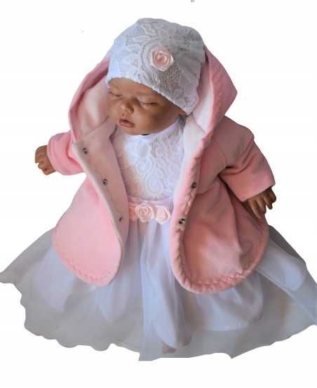 Lena 4 częściowy Komplet Sukienka Płaszcz do CHRZTU