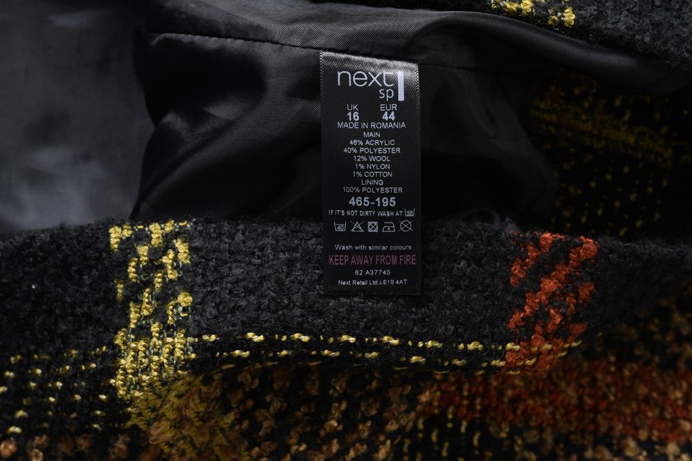 NEXT ciepła mini spódniczka boucle w kratkę jesienna melanż 42 44