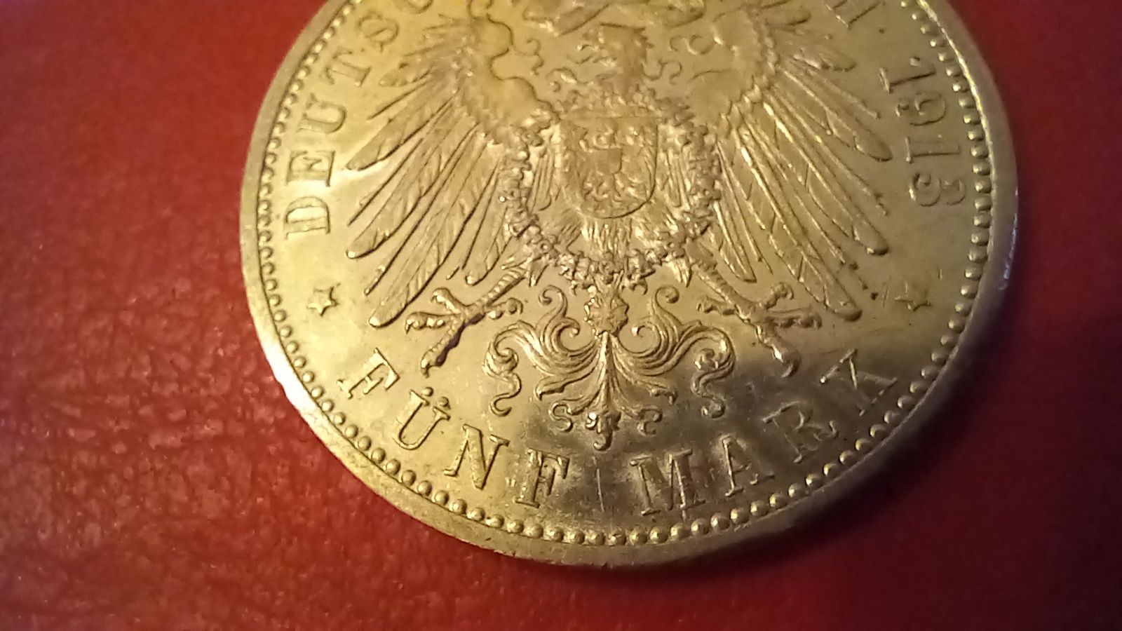 Монета 5 марок 1913 г. Фридрих 2й. Серебро.