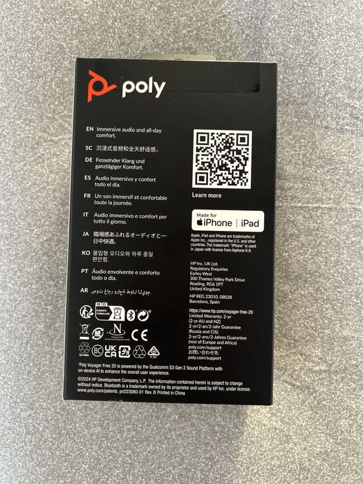 Auriculares Sem Fios Poly Voyager Free 20 – Novo na Caixa