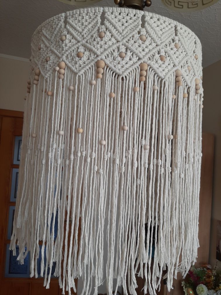 Abażur,  żyrandol, lampa makrama rękodzieło boho