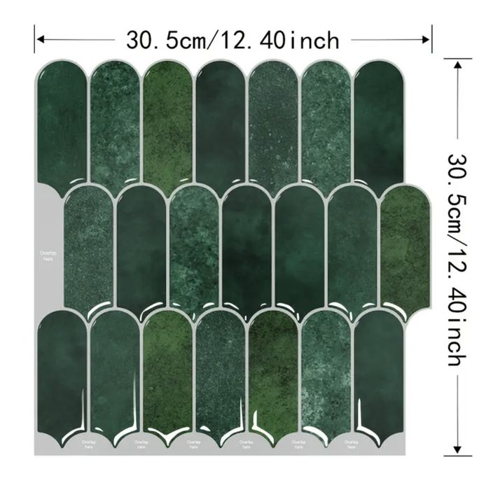 Płytki naklejane zielone Kafelki samoprzylepne na ścianę 20 sztuk