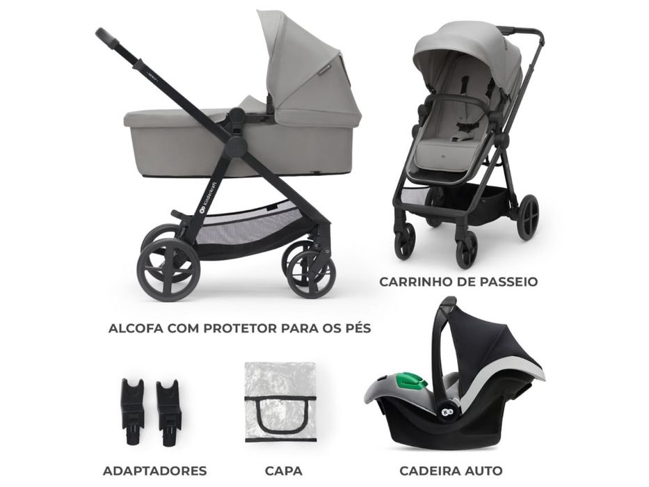 Trio bebe: carrinho passeio, alcofa e ovo
