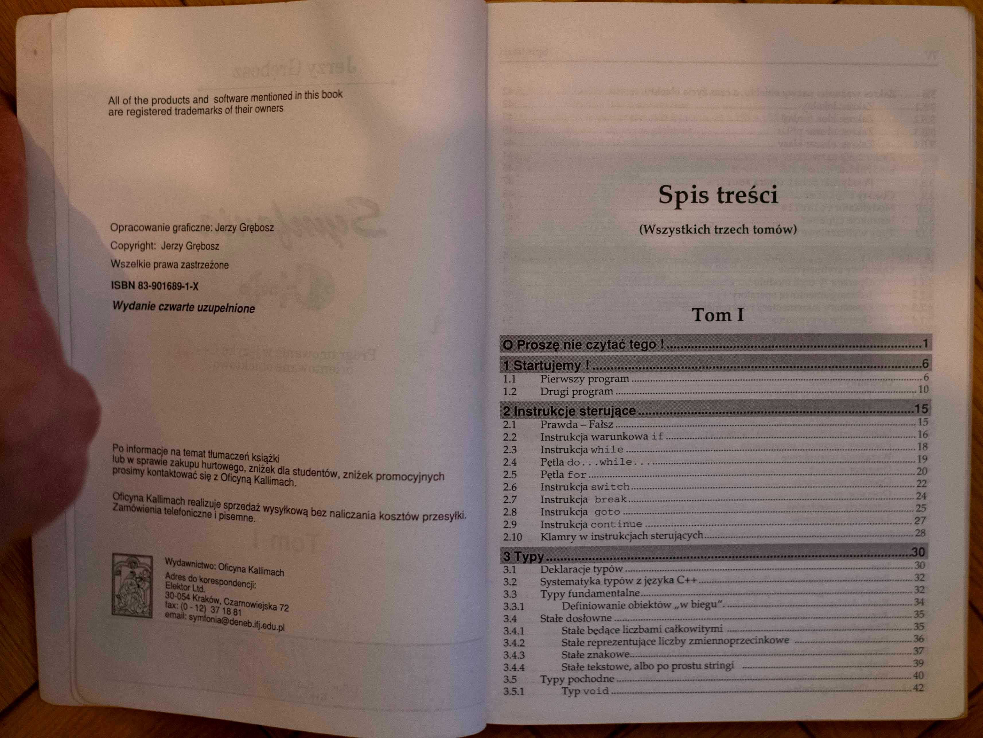 Symfonia C++ Jerzy Grębosz Oficyna Kallimach 2000 programowanie