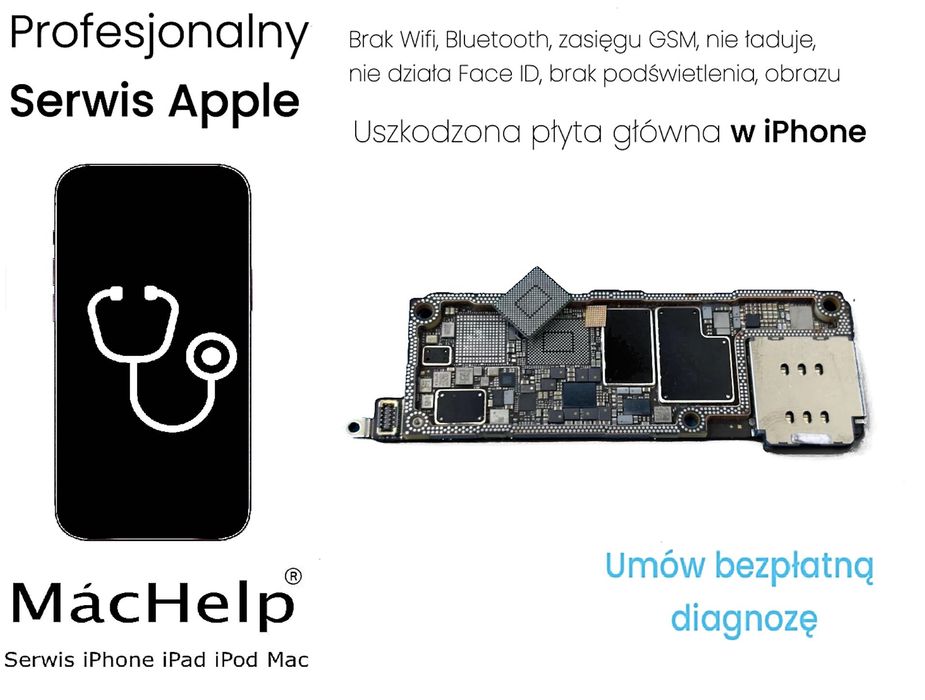 Naprawa Płyta Główna, zalanie, baseband, WIFI, iPhone Serwis Apple