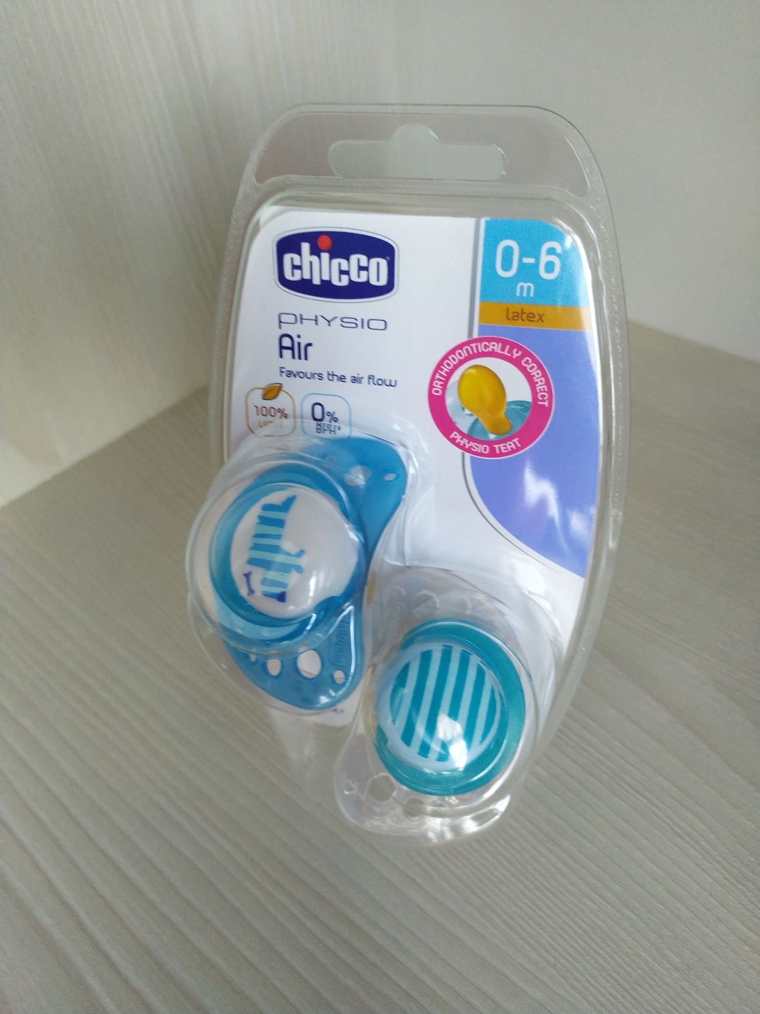 Пустушки Chicco Physio Air 2 шт. Блакитні 0-6 міс