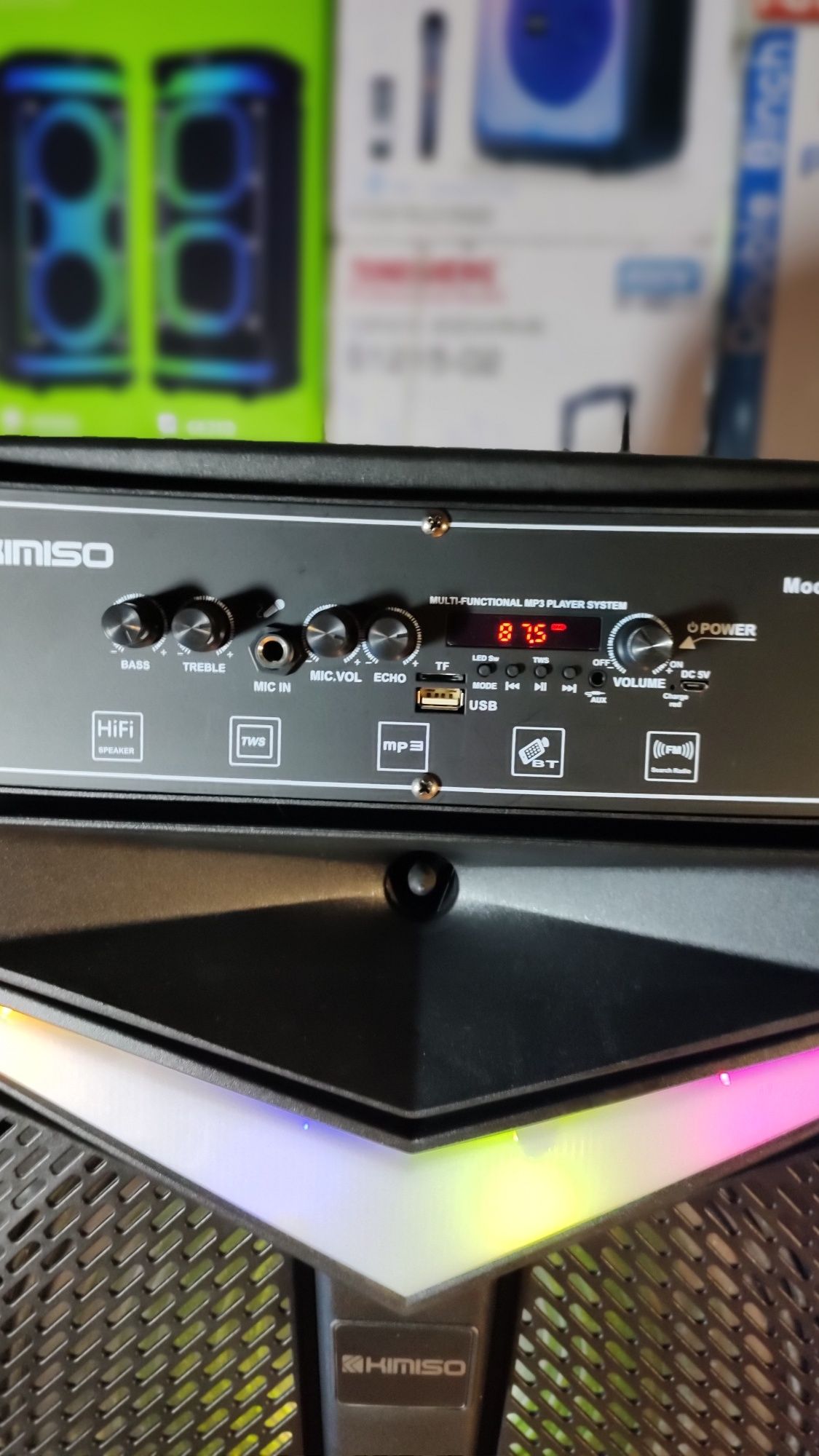 Блютуз акустика караоке KIMISO-151(microSD,USB,FM)ПульДУ, микрофон