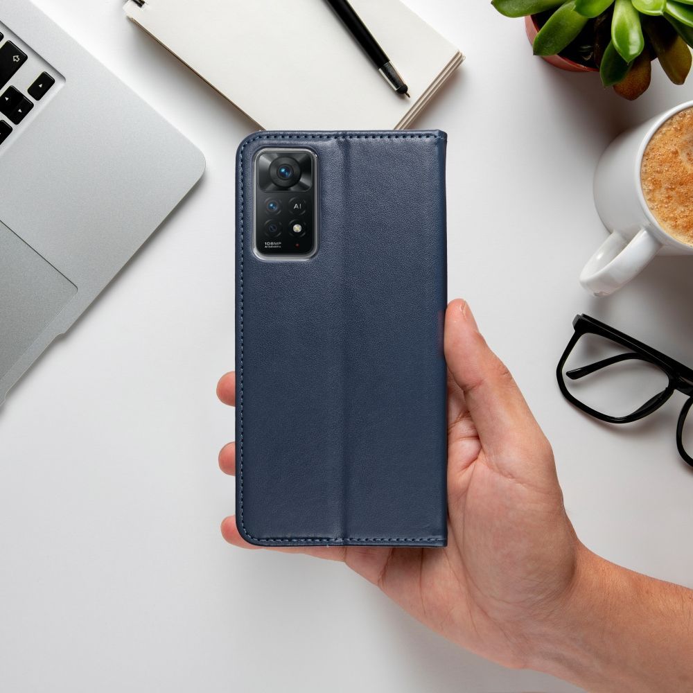 Etui Z Klapką Xiaomi Redmi Note 11 / 11S Granatowy + Szkło 9H