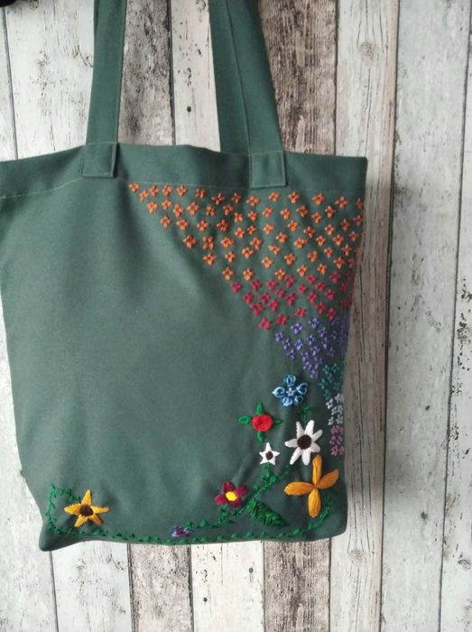 Torba na zakupy, haft ręczny