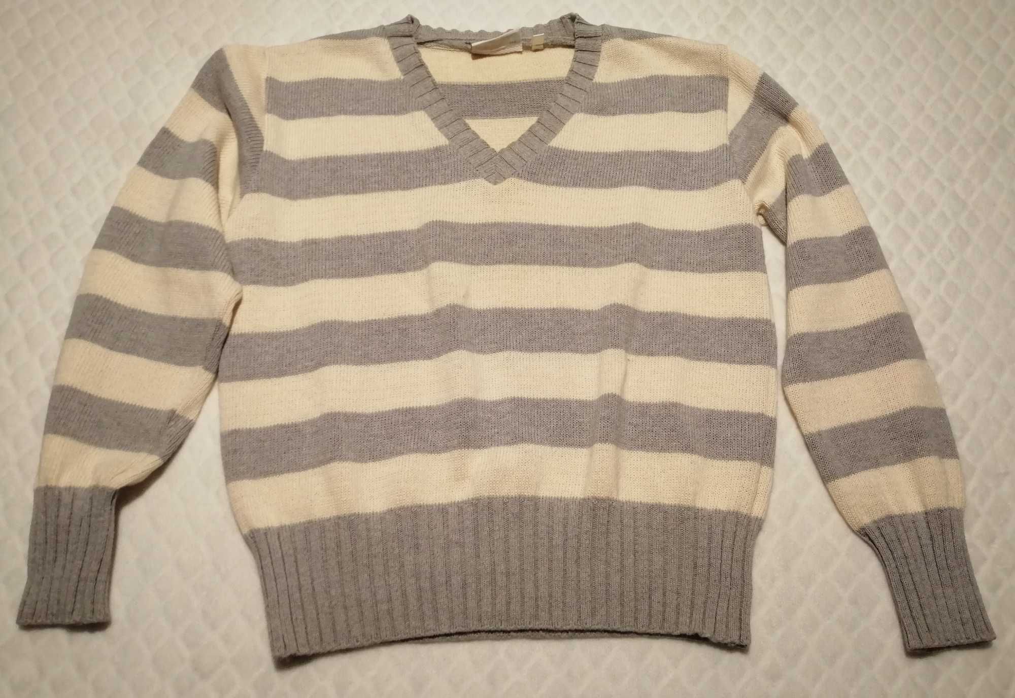Sweter damski, C&A, M, paski, kremowo-szary (Odzież)