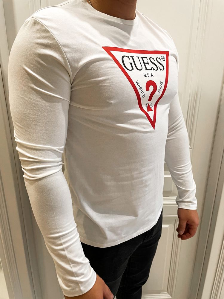Biała męska koszulka t-shirt na długi rękaw Guess rozmiar XL
