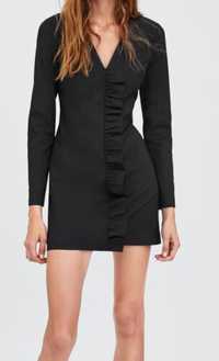 Zara XS sukienka czarna mini ozdobne guziki