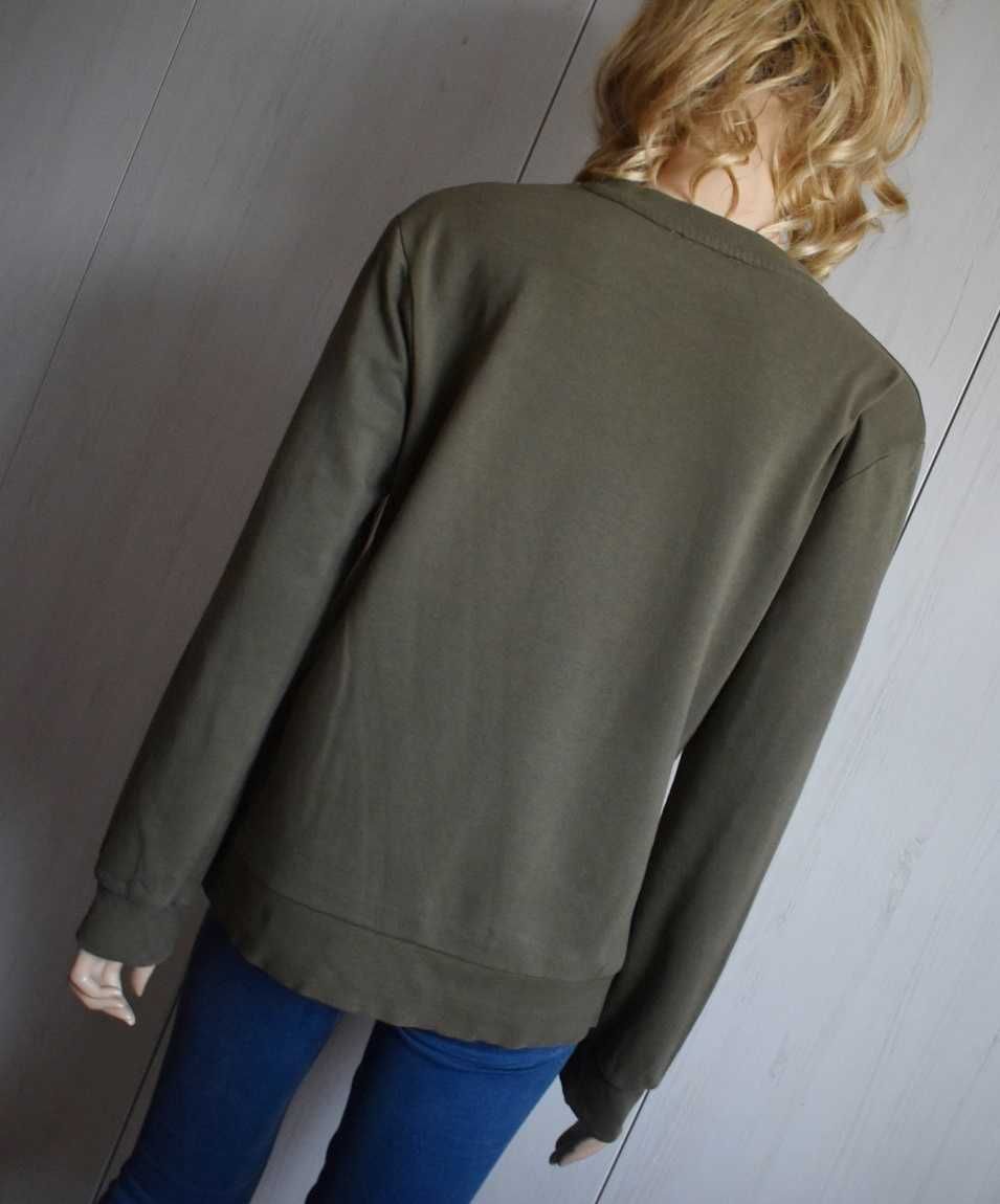 Bluza 36 S khaki ZARA sweatshirt bawełna sportowa khaki damska