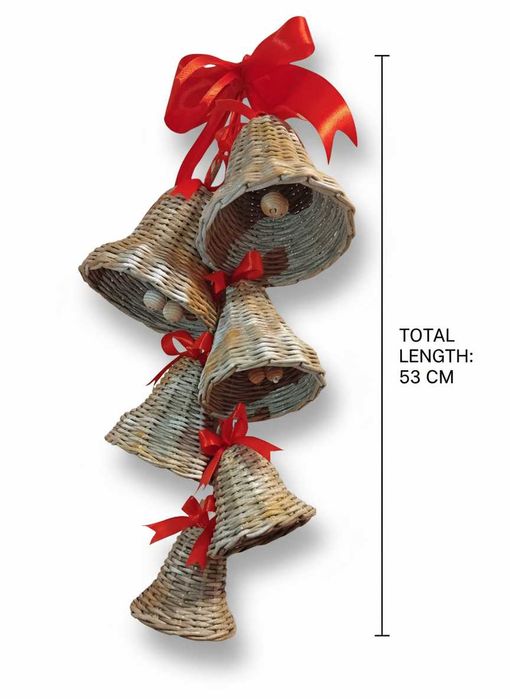 Świąteczna Girlanda Ręcznie Pleciona z Dzwoneczków z Wikliny