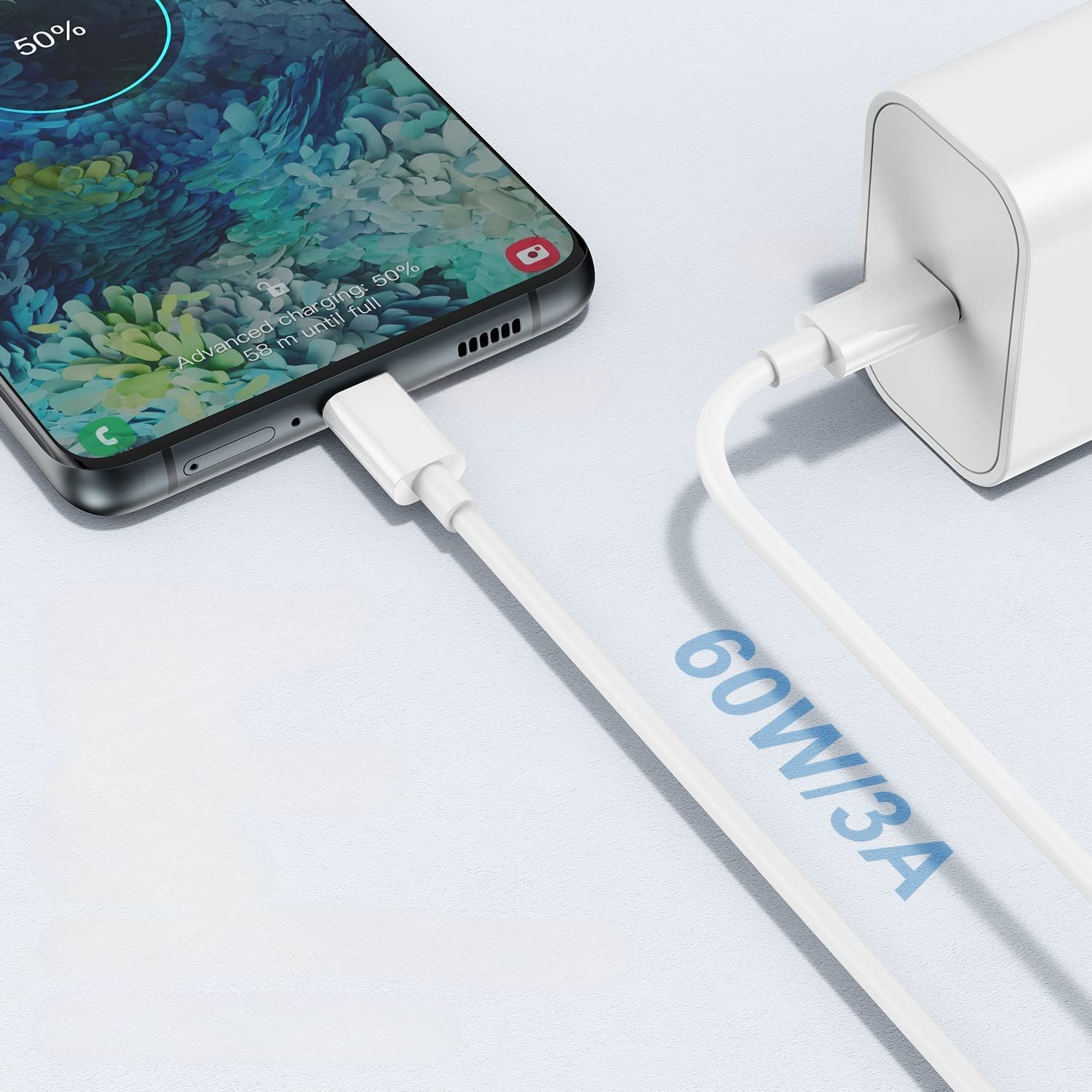 Kabel USB Typu C do USB C Szybkie Ładowanie 60W 1.8 m Biały