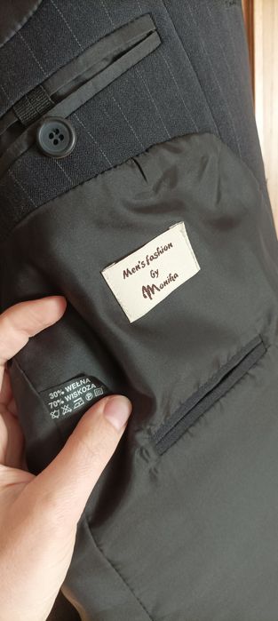 Garnitur męski grafitowy w prążek r 180/98 wełna/wiskoza