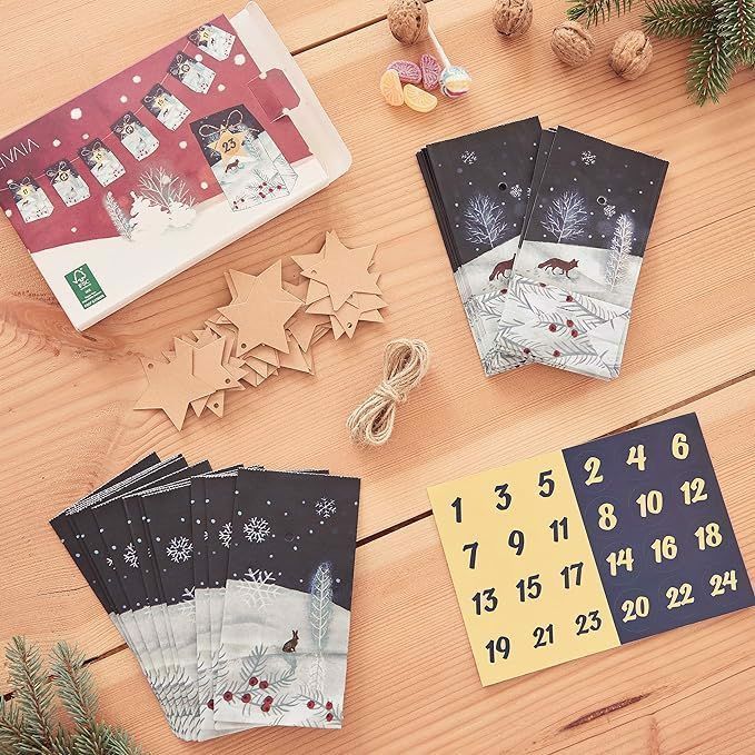 Kalendarz adwentowy DIY 24 torebki papierowe