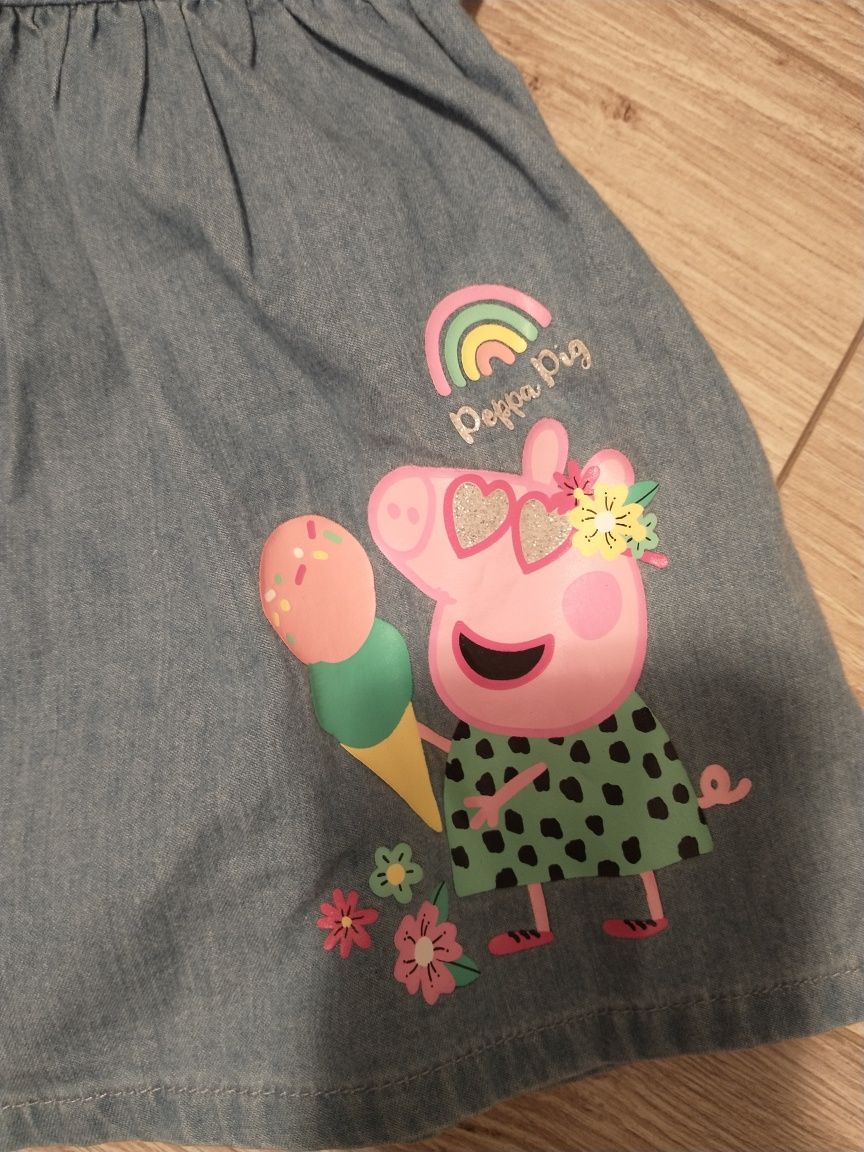Zestaw t-shirt sukienka świnka Peppa pig nowy bez metki  74cm 6-9m