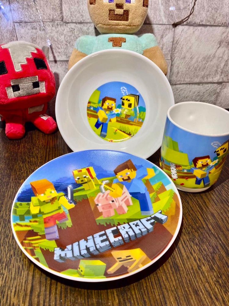 Набор посуды из 3-х предметов Minecraft Майнкрафт