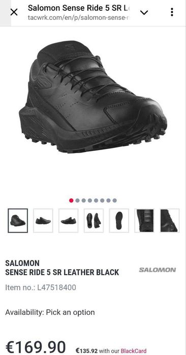 Кожаные кроссовки Salomon Sense Ride 5 SR Leather Black Оригинал