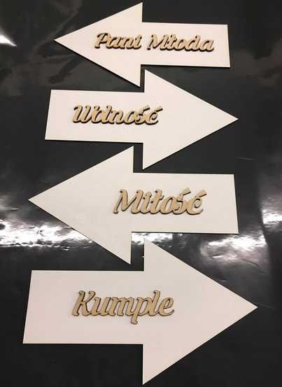 Drogowskaz Ślubny Pani Młoda Wolność 4 szt 50cm 3D