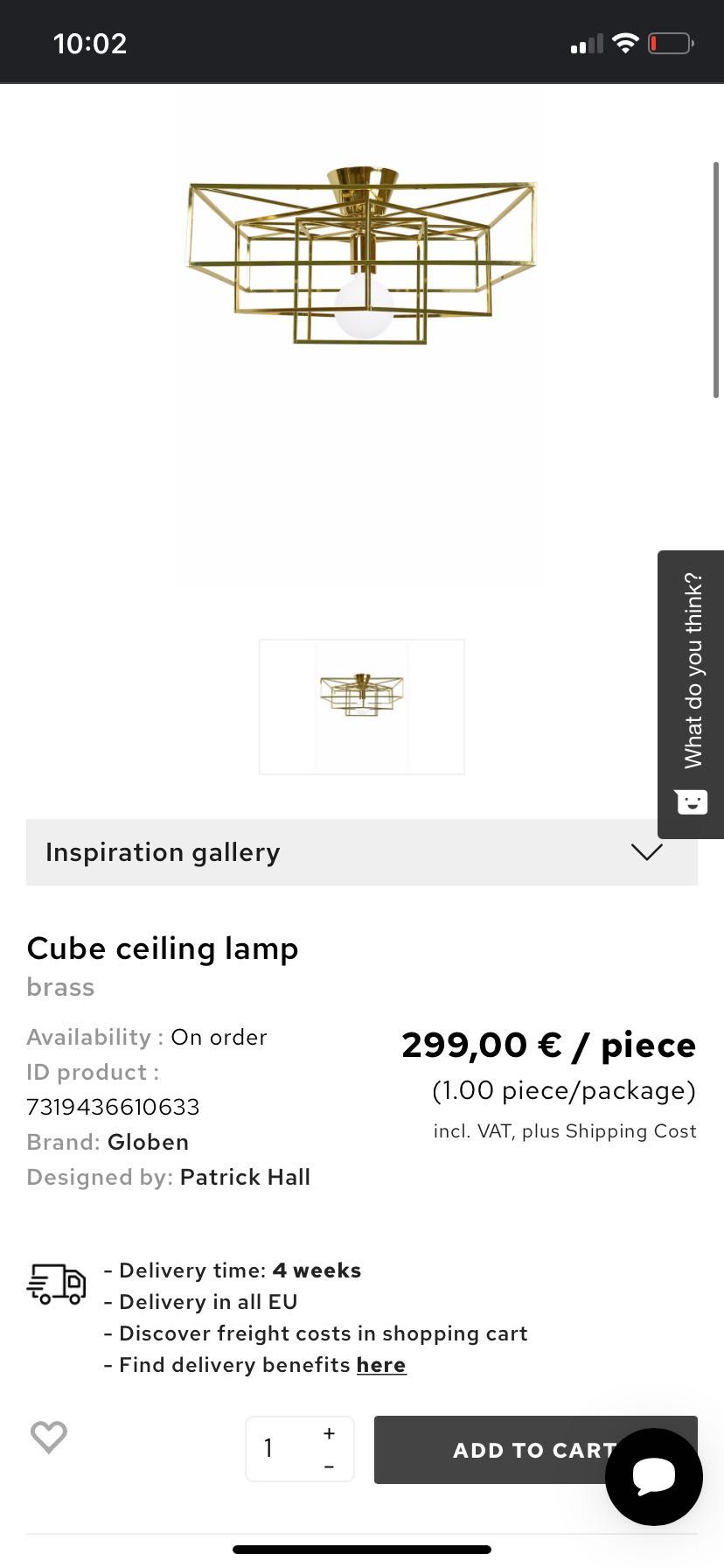 Lampa sufitowa Cube - projekt Patrick Hall